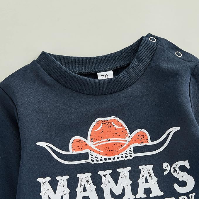 SAYOO Western Baby Boy Clothes Cow Print Sweatshirt Pullover Top Jogger Pants 2Pcs Toddler Boy Cowboy Fall Winter Outfits