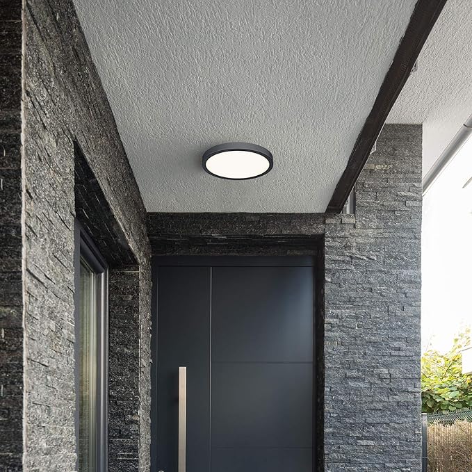 DALS Lighting 6 Inch Round IndoorOutdoor LED Ceiling Flush Mount (Black)