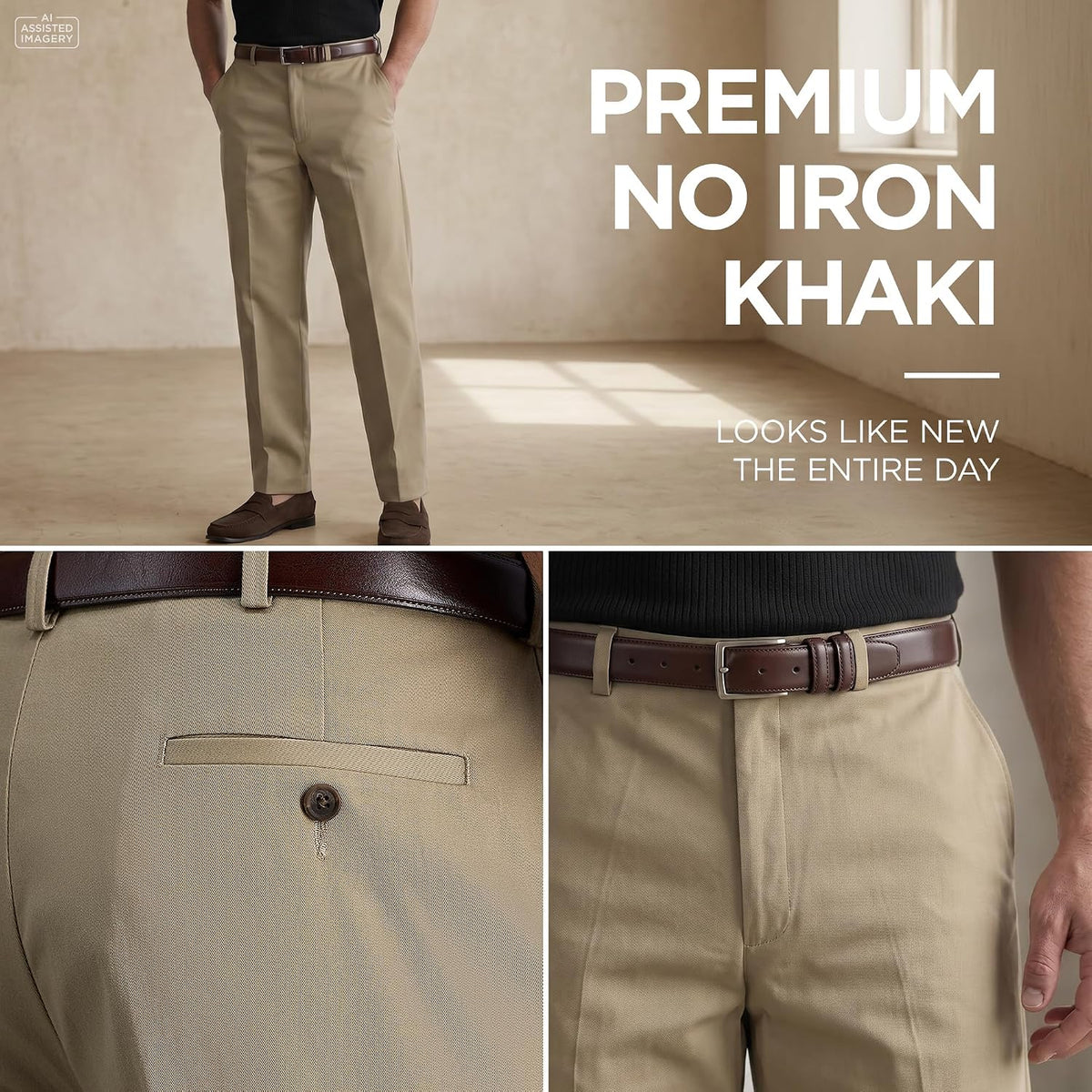 Haggar Men's Premium No Iron Khaki Classic Fit Flat Front Casual Pant (Regular and Big & Tall Sizes)
