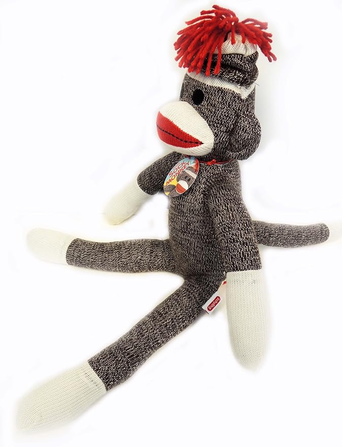 Schylling Brand Classic 20" Retro Sock Monkey Stuffed Animal - Knitted Texture Original Look - Ages 12 Months and Up