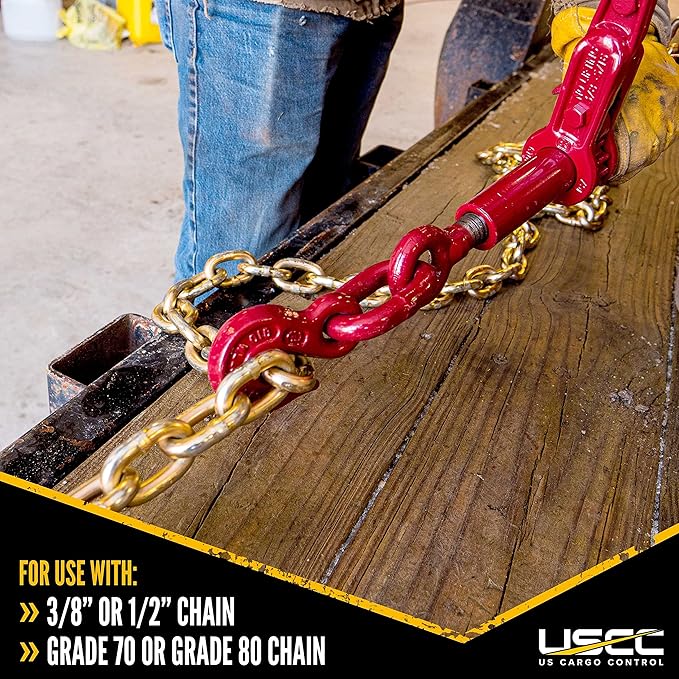 Heavy Duty Ratchet Load Binder for 38" Grade 70 Chain (Working Load Limit: 12,000lb)