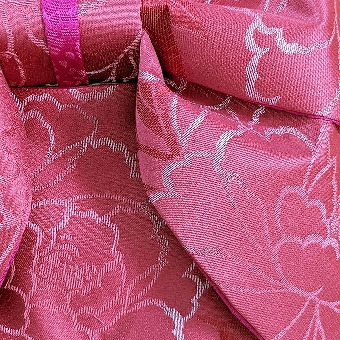 Japanese Traditional Women's Obi Belt with Pre-tied Bow, for Kimono and Yukata, Easy to Put On, Beautiful Flowers Patterns