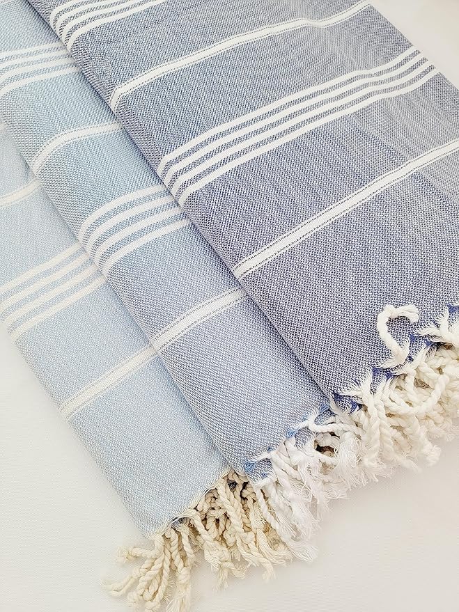 Beach Bath Towel Prewashed, Original Turkish Cotton Soft Peshtemal Towels,40x70 Inch Extra Large