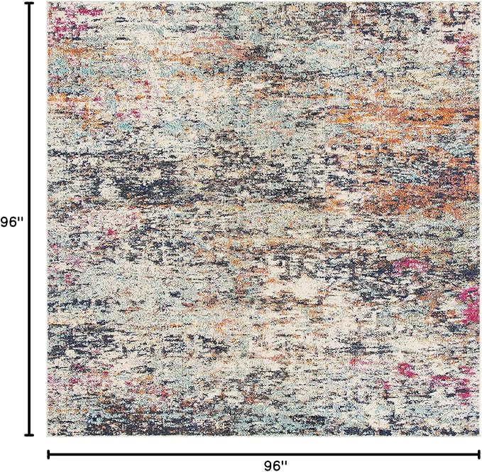 SAFAVIEH Madison Collection 8' Square BlackGold MAD460Z Modern Abstract Non-Shedding Living Room Dining Bedroom Area Rug
