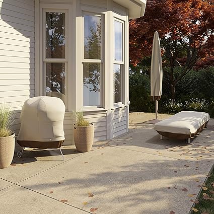 Basics Outdoor Patio Umbrella Cover, Waterproof, Anti-UV, Durable, BeigeWhite, 7" x 23" x 76"