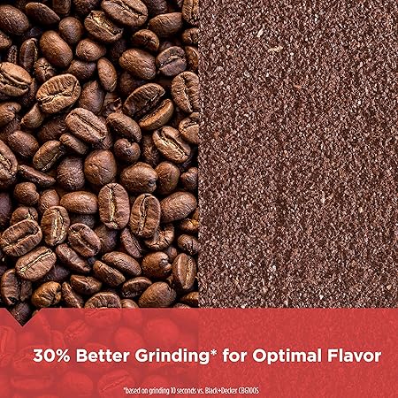 BLACKDECKER One Touch Coffee Grinder, 23 Cup Coffee Bean Capacity, Spice Grinder, One Touch Push-Button Control -150 Watts -Stainless Steel Blades
