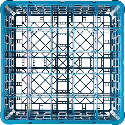Carlisle FoodService Products RG25-414 OptiClean 25 Compartment Glass Rack with 4 Extenders, 10.3", Polypropylene, Blue