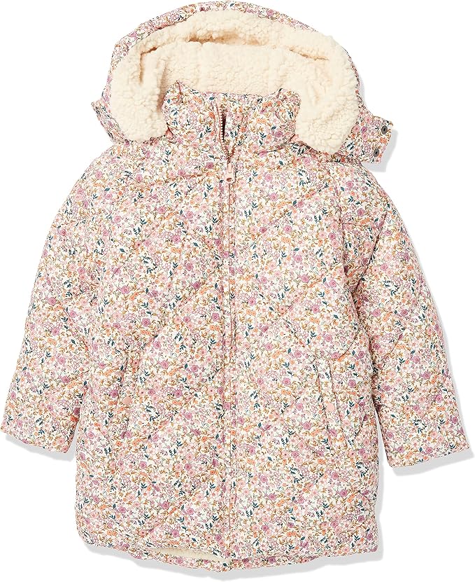 Size XXL Essentials Girls and Toddlers' Long Quilted Cocoon Puffer Coat