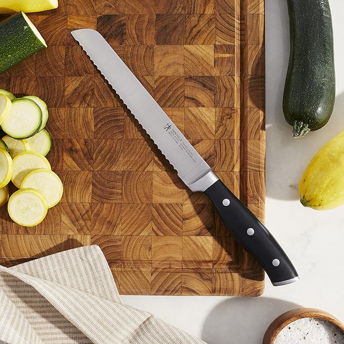 HENCKELS Forged Accent Razor-Sharp 7-inch Hollow Edge Santoku Knife, White Handle, German Engineered Informed by 100 Years of Mastery