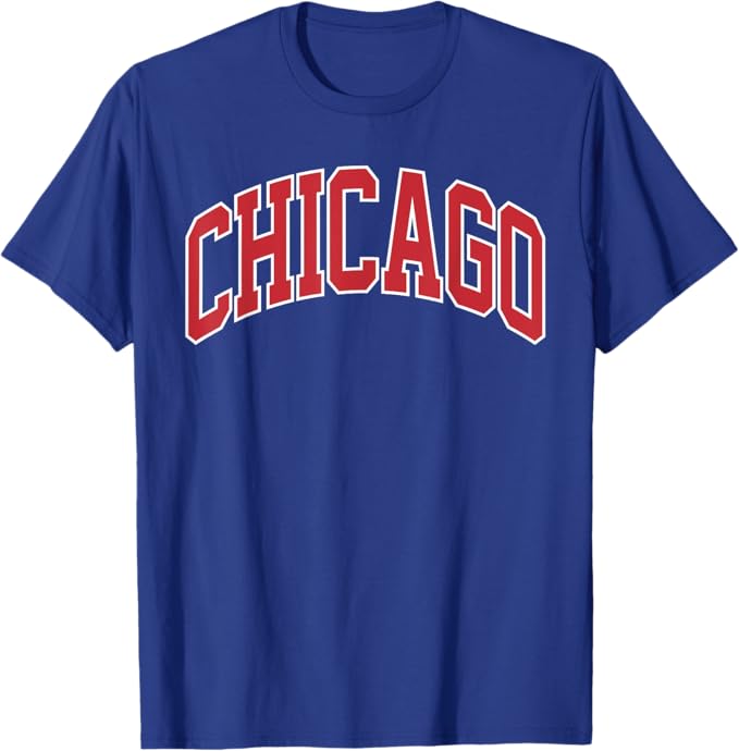 Retro Chicago Throwback Classic Chicago Men Women Red Blue T-Shirt