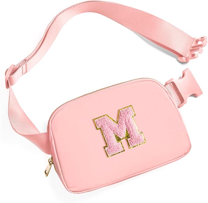 Gitus Customizable Gifts for Girls Age 6-8 8-10 Belt Bag Fanny Pack with Initial for Girls Birthday Gifts for Teenager Girls Teen Girl Gifts Trendy Stuff (Light Pink-M)