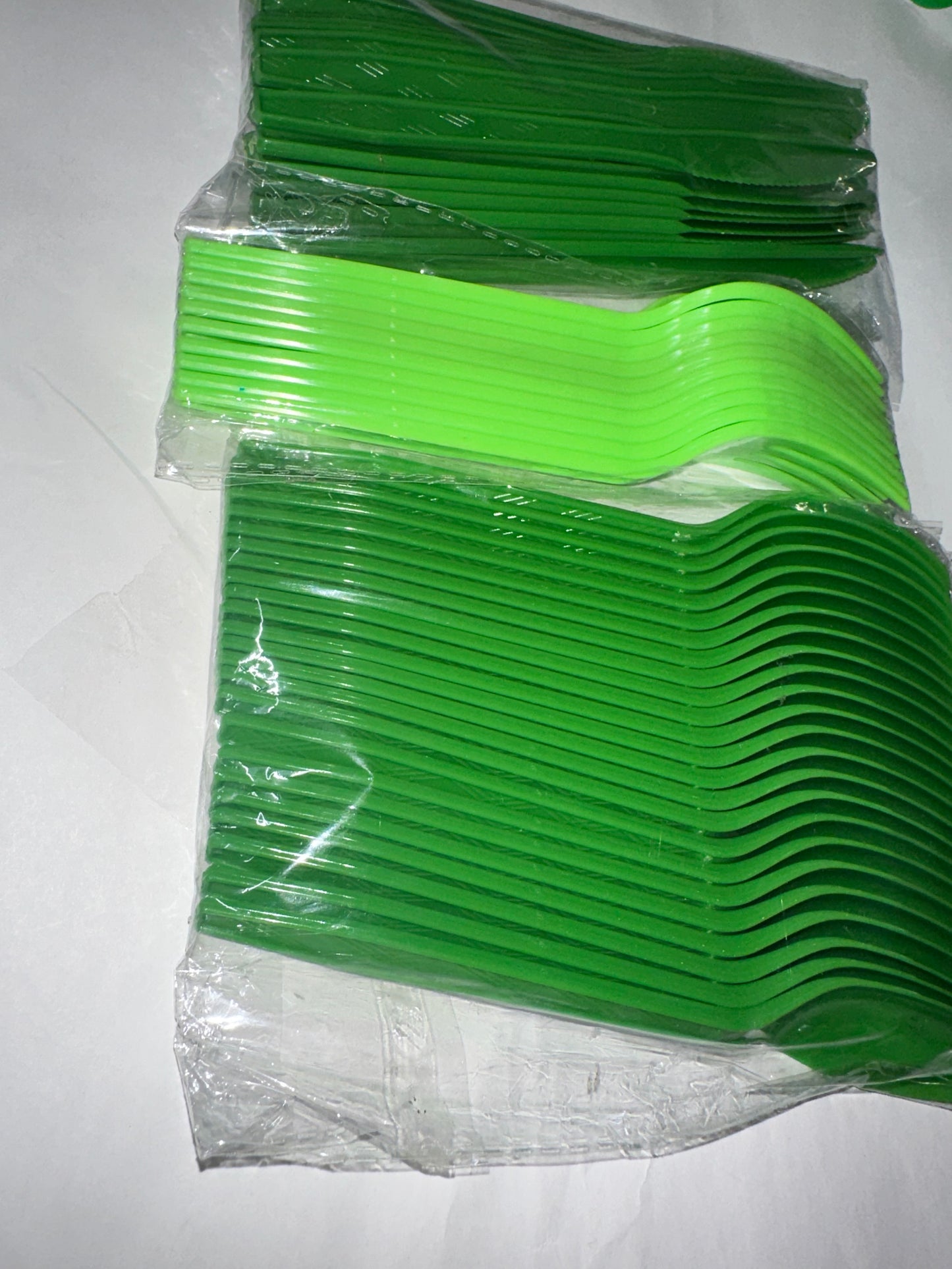 Green Disposable Cutlery Set - 12 Forks, 24 Spoons, 24 Knives