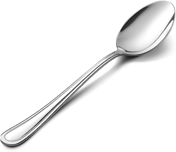 Dinner Spoons Set of 12, E-far 7.9 Inch Stainless Steel Soup Spoons Tablespoons for Home, Kitchen or Restaurant, Non-toxic & Mirror Polished, Easy to Clean & Dishwasher Safe
