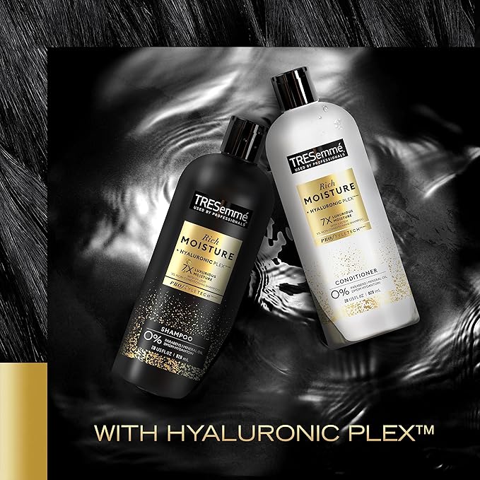 TRESemm Shampoo & Conditioner, Rich Moisture - Moisturizing Hair Care with Hyaluronic Acid, Paraben-Free, 28 Oz Ea