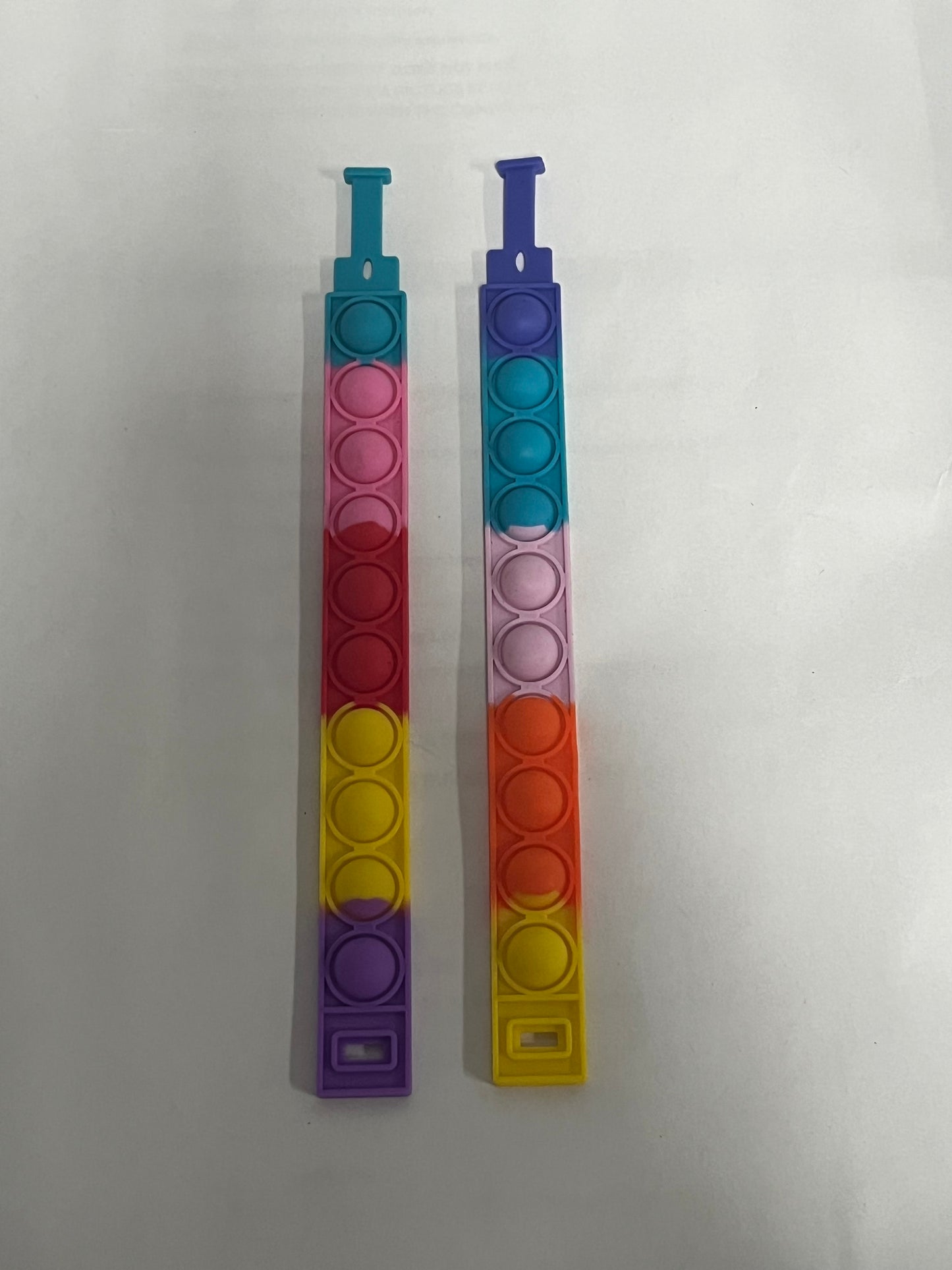 2PCS Push Pop Fidget Toy Fidget Bracelet, Durable and Adjustable, Multicolor Stress Relief Finger Press Bracelet for Kids and Adults ADHD ADD Autism