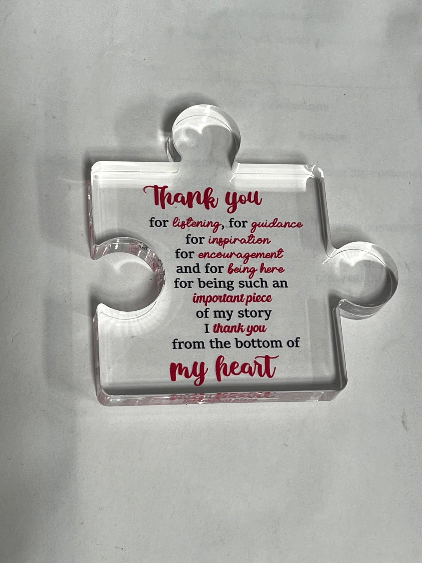 VELENTI Thank You Gifts - Engraved Acrylic Block Puzzle Thank You Present - Paperweights for Women, Men - Gifts for Friends, Coworkers - Heartwarming Therapist, Nurse Teacher Presents