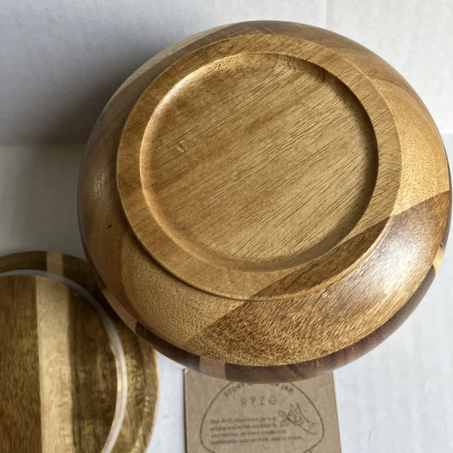 Ryze Mushroom Coffee Wooden Acacia Wood Storage Jar Container with Lid