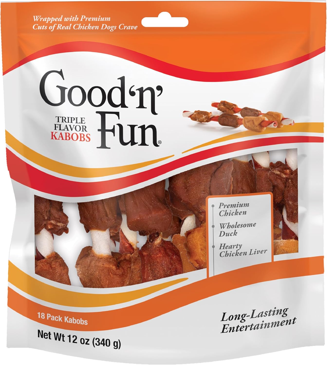 Good'N'Fun Triple Flavored Rawhide Kabobs for Dogs (12oz)