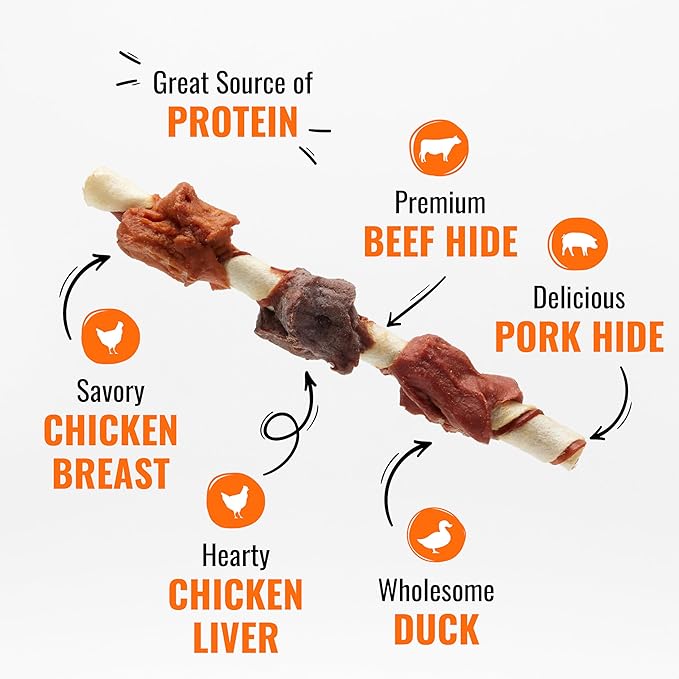 Good'N'Fun Triple Flavored Rawhide Kabobs for Dogs (12oz)