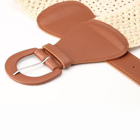 Elasticated Cinch Belt 3" Wide Stretch Waist Band Pin Clasp Buckle Brown