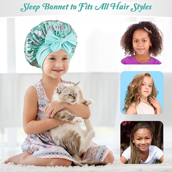 Premium satin bonnets from choshion keep child's hair healthy, frizz-free, with adjustable tie band for comfortable fit.
