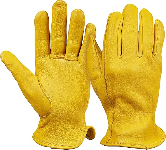 Hunter Premium Deerskin Gloves, Gold, XX-Large - Unlined Full Grain Leather Work Gloves with Ergonomic Design, Reinforced Index Finger - Soft Leather Gloves - Premium Mens Leather Goods