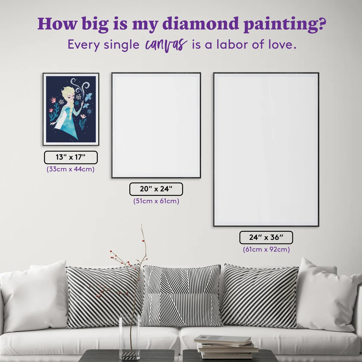 DIAMOND ART CLUB Elsa Diamond Painting Kit, Fun DIY Crafts for Adults, Round Diamond Art Canvas, 13" x 17" (33 cm x 44 cm)
