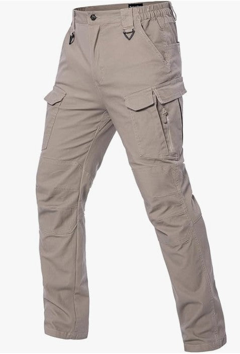 MANSDOUR Men's Cotton Hiking Tactical Pants Lightweight Stretch Military Combat Cargo Work Pants