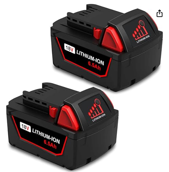 18V 6.5AH 48-11-1865 Extended Capacity Battery for 18V 108Wh 6.0 AH Battery 48-11-1862 Compatible with Milwaukee (2 pack)