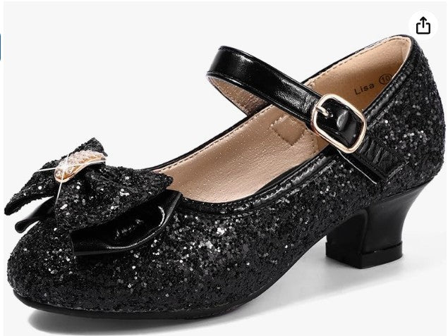 PANDANINJIA Girls Toddler/Little Kid Jada Dress Mary Jane Pumps Bow Low Heels Party Wedding Princess Shoes