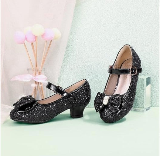PANDANINJIA Girls Toddler/Little Kid Jada Dress Mary Jane Pumps Bow Low Heels Party Wedding Princess Shoes