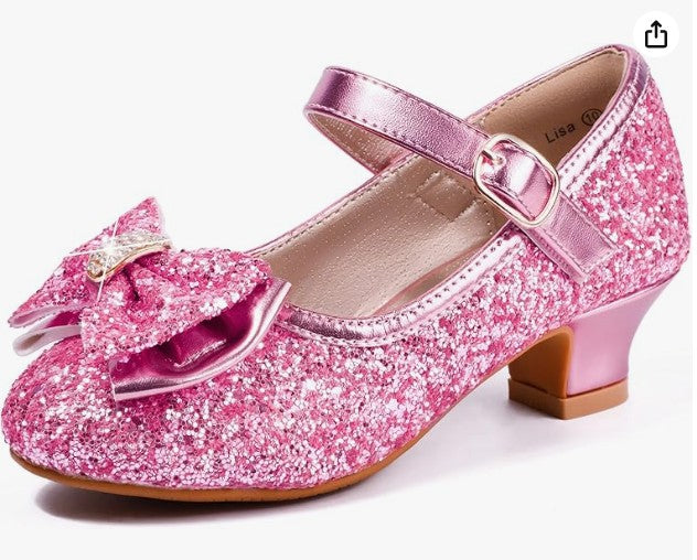 PANDANINJIA Girls Toddler/Little Kid Jada Dress Mary Jane Pumps Bow Low Heels Party Wedding Princess Shoes