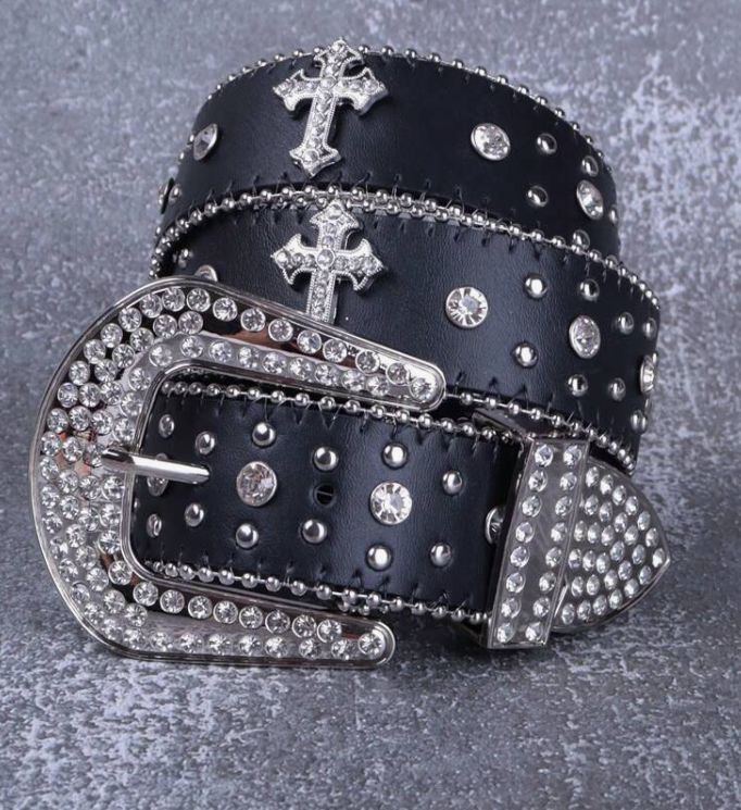Crystal & Rhinestones Embellished Metal Western Cowboy Style Belt, Fashion Street Style