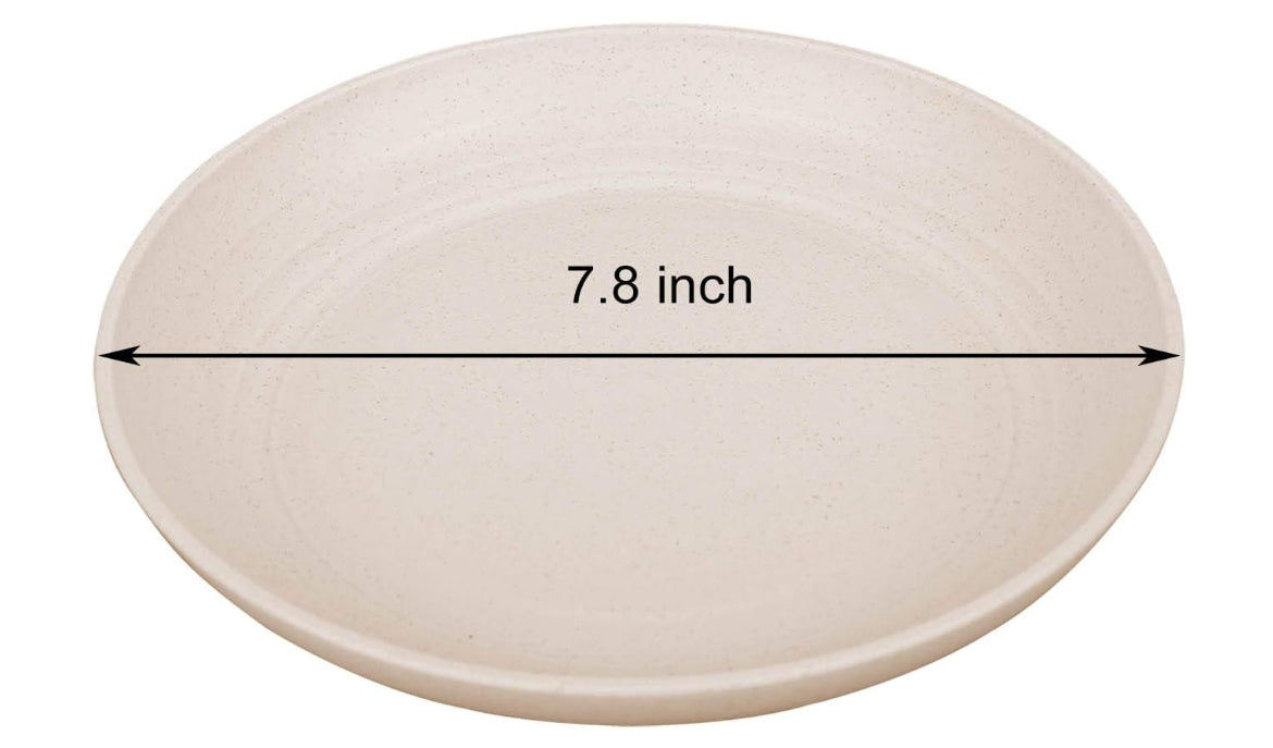 LuckyZone 7.8 Inches Unbreakable Wheat Straw Plates - Lightweight & Reusable Plate Sets of 4 for Kitchen Dishes - Dishwasher & Microwave Safe - Healthy, BPA Free & Eco-Friendly (Beige)