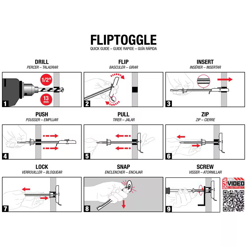 Fliptoggle 1/4 in. x 2-1/2 in. Plastic with Screw Philips and Slot Head 209lbs. Toggle Bolt (25-pack)