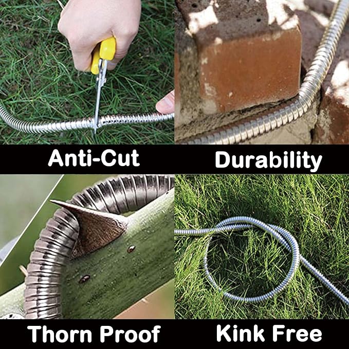 Stainless Steel Garden Hose: Durable Quality Metal with High-pressure Water Output for Gardeners 100 FT