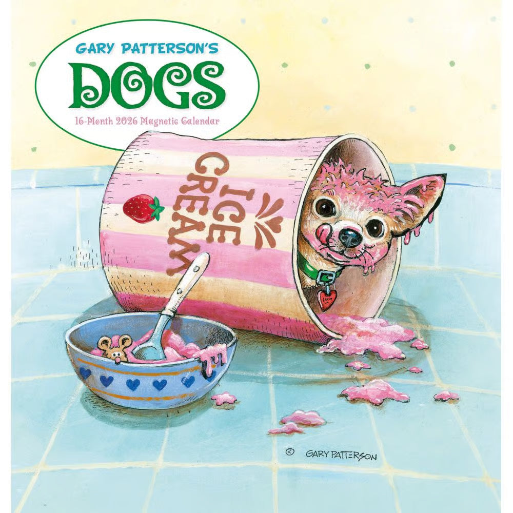 Gary Patterson's Dogs Magnetic Mount Wall Calendar 2026 with Pen