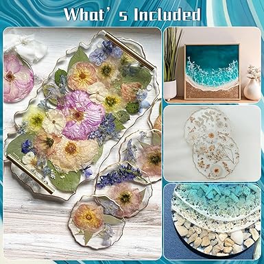 16OZ Epoxy Resin Kit-Crystal Clear Resin and Hardener Resin Epoxy kit,No Yellowing, No Bubbles Casting Resin Perfect for Jewelry Making Molds Crafts DIY 1:1 Ratio 8OZx2
