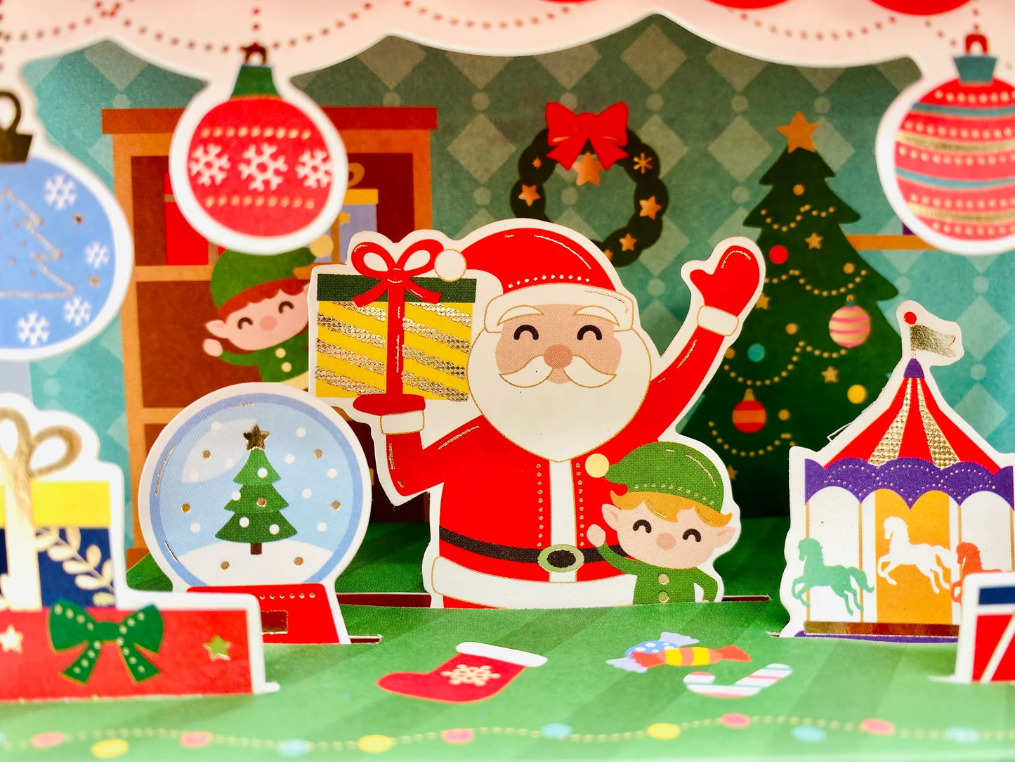 Christmas Toy Store, 3D Christmas Pop Up Card, Gold Foil Card, Merry Christmas Card, Holiday Card, Christmas Decoration
