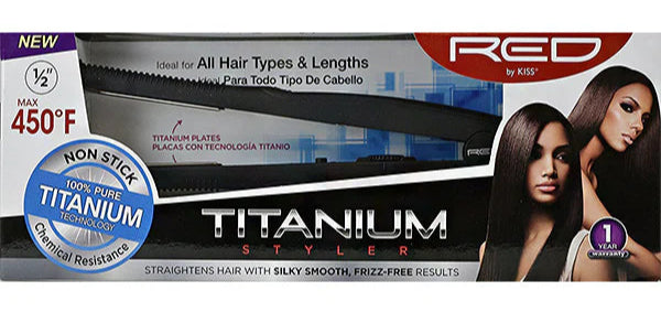Red by Kiss Titanium Styler Flat Iron 1/2 Inch FITS050TN