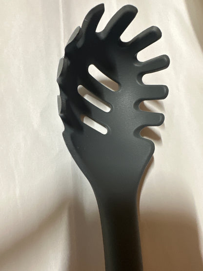 Silicone Pasta Fork, Heat Resistant Noodle Spoon Server, BPA-Free Spaghetti Strainer, 12.8 Inch (Grey)