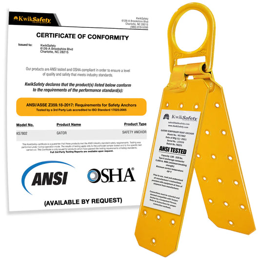 KwikSafety GATOR Temporary Reusable Roof Anchor ANSI Tested OSHA Compliant Roof Safety - Model No.: KS7802