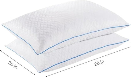 Pure lux Gel Memory Foam Adjustable Cooling Pillow, Queen 2 Pack, 20 x 28 inches