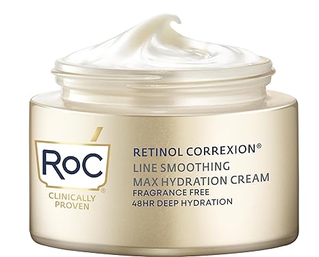RoC Retinol Correxion Max Hydration Anti-Aging Daily Face Moisturizer with Hyaluronic Acid, Fragrance-Free, Oil Free Skin Care, 1.7 Ounces (Packaging May Vary)