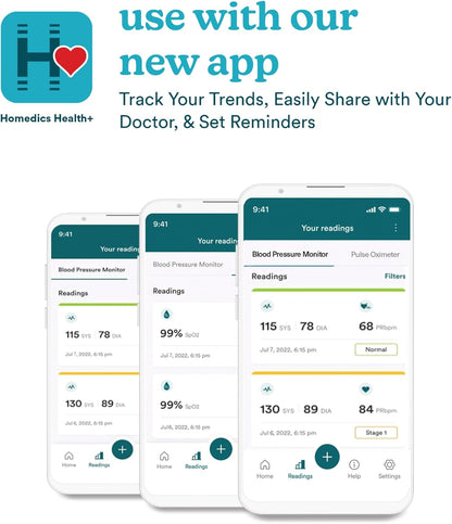 Homedics 700 Series Wrist Cuff Blood Pressure Monitor for Home Use, One-Touch Operation, Accurate Results, 2 Users, with Bluetooth Wireless Technology to The Homedics Health App (Smart)