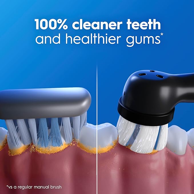 Oral-B Rechargeable Electric Toothbrush, iO3 Limited Deep Clean, 3 Cleaning Modes, Visual Pressure Sensor to Protect Gums, 2 Brush Heads, Travel Case, Black