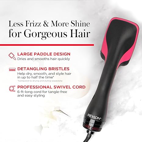 REVLON One-Step Hair Dryer and Styler, All-in-One Hair Brush Straightener for Salon-Quality Smooth & Straight Styles, Black
