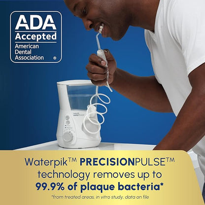 Waterpik Aquarius Water Flosser For Teeth Cleaning, Gums, Braces, Dental Care, Electric Power With 10 Settings, 7 Tips For Multiple Users And Needs, ADA Accepted, White WP-660, Packaging May Vary