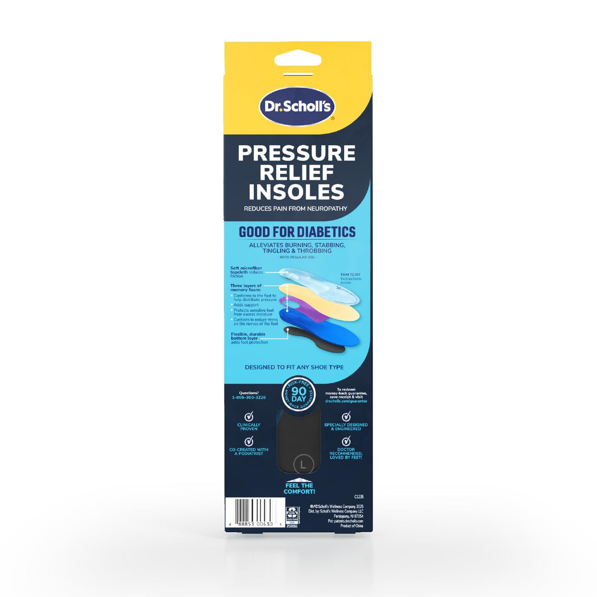 Dr. Scholl’s Pressure Relief Insoles - The Only Proven Insole to Reduce Episodes of Nerve Pain, Neuropathy Pain Relief for Feet, Good for Diabetics, Reduces Foot Pressure, Shoe Inserts Men Size 8-14