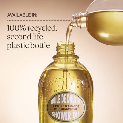 L'OCCITANE Cleansing & Softening Almond Shower Oil, Body Wash & Shaving Base Purifies & Smooths Without Drying Skin, Milky Lather, Nourishing Skincare